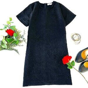 Vintage Farrow Women's Mini Dress Size Large Retro Black Waffle Knit Evening